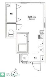 平和ハイツ中野 1階ワンルームの間取り