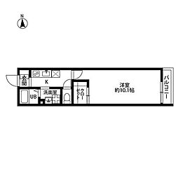 アムール和 2階1Kの間取り