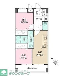 アビオン中野坂上 2DKの間取図画像