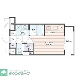 BCITYアパートメントシンジュクNW ワンルームの間取図画像