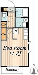 ルシール梅里 1Kの間取図画像