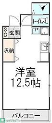 ヴィレッヂ1 ワンルームの間取図画像