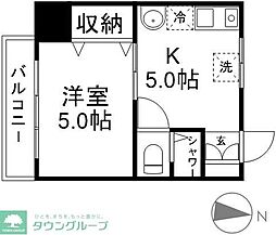 第2萩原ビル 1Kの間取図画像