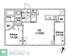 中野区鷺宮3丁目マンション 2LDKの間取図画像
