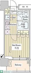 ユニゾンタワー東中野 1Kの間取図画像