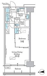 パークアクシス新宿百人町 1階1LDKの間取り