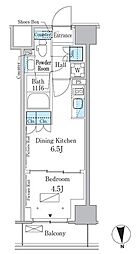 パークアクシス新宿百人町 1階1DKの間取り