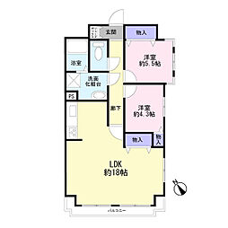 ダイアパレス津田沼2 2LDKの間取図画像