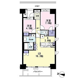 プレシオ南ユーカリが丘 2LDKの間取図画像