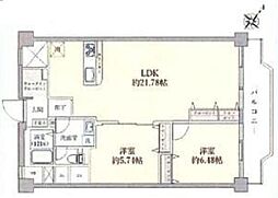 幕張グリーンハイツ 2LDKの間取図画像
