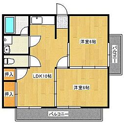 ベスト興産Bビル 2LDKの間取図画像