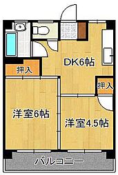 第3白石ビル 2DKの間取図画像