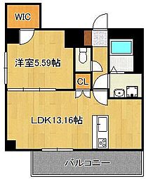 ベルガモット 1LDKの間取図画像