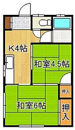 高峰荘 2Kの間取図画像