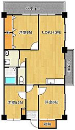 グリーンハイツ足立 3LDKの間取図画像