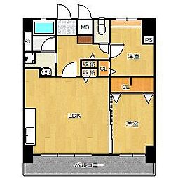 内山神岳ビル 2LDKの間取図画像