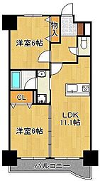 ニューシティアパートメンツ南小倉1 2LDKの間取図画像