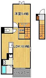 ラインハイム足立山B 1LDKの間取図画像