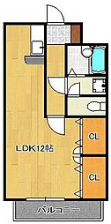 セジュール三萩野 ワンルームの間取図画像