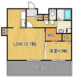 フェリシエ三萩野 1LDKの間取図画像