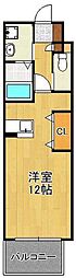 アクシオ三萩野2 ワンルームの間取図画像