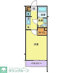 ラフィーナー松戸 3階1Kの間取り