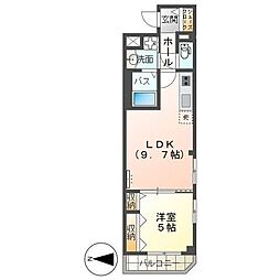 イーストガーデン 3階1LDKの間取り