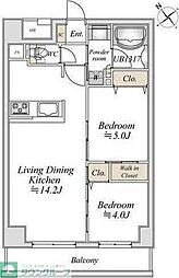 リアナアートパーク西葛西 4階2LDKの間取り