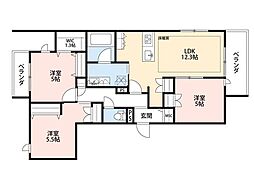 JR総武線 稲毛駅 徒歩11分の賃貸マンション 3階3LDKの間取り