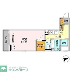 陽光海神 1階1Kの間取り