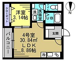 ＡＪ千葉寺003 3階1LDKの間取り