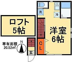 ブレッツァ西千葉 2階ワンルームの間取り