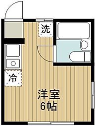 クレッセンド2 2階ワンルームの間取り