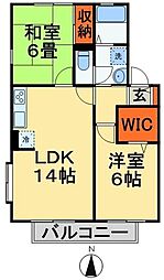 アークヒルズＩ 1階2LDKの間取り