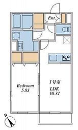 ウィンドテラスみどり台 1階1LDKの間取り