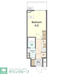 Alivis船橋East.West 11階1Kの間取り