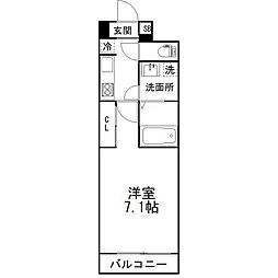 プリズム14番館 4階1Kの間取り