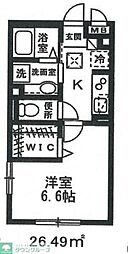 ダイワプレミア当代島II 1階1Kの間取り