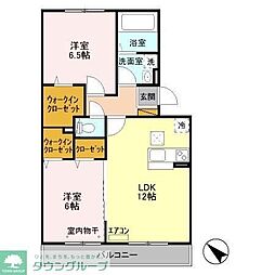 フォレストパル 1階2LDKの間取り