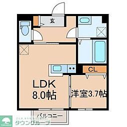 リトルキャビン 1階1LDKの間取り