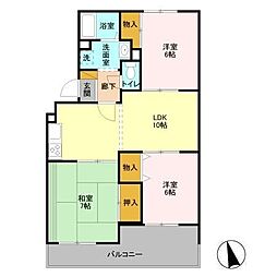 ロイヤルコート 3階3LDKの間取り