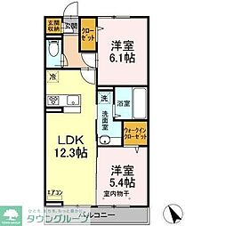 サントミー 3階2LDKの間取り