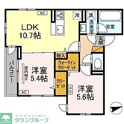 (仮称)D-ROOMトリシア市川東大和田1丁目 2LDKの間取図画像