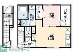 リーブルファイン新小岩 2階1LDKの間取り