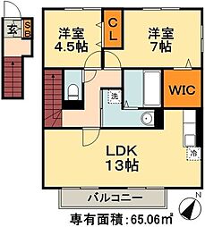 コモドカーサ 2階2LDKの間取り