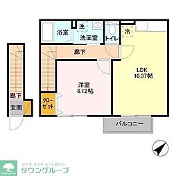プレジオ樹 2階1LDKの間取り
