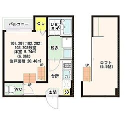 Grande本八幡 1階1Kの間取り