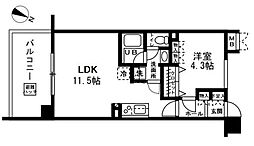 グランパティオス公園西の街5番館 7階1LDKの間取り