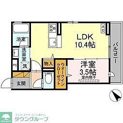 アップルベリーフィールズ 2階1LDKの間取り