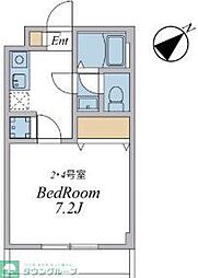 ジェンティーレ幕張本郷 2階1Kの間取り